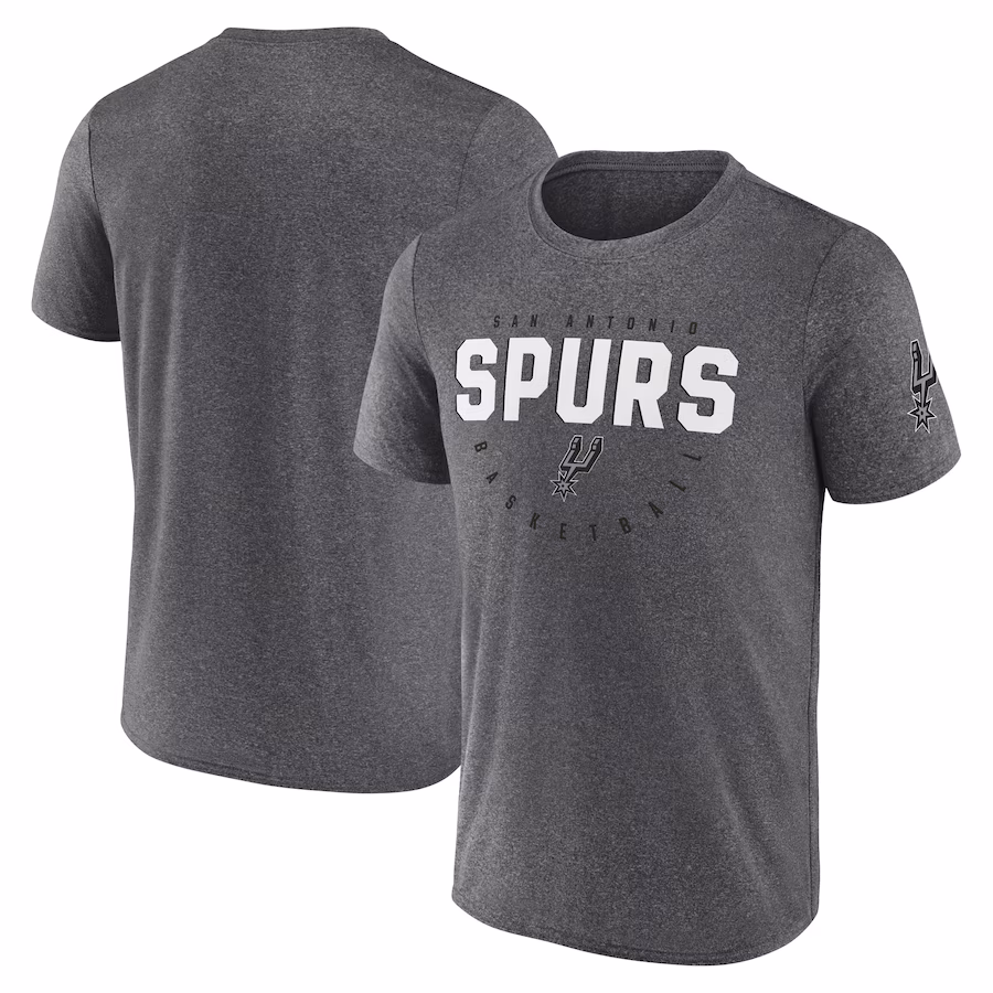 Men's San Antonio Spurs Heather Charcoal Block Practice Performance T-Shirt - Jersey