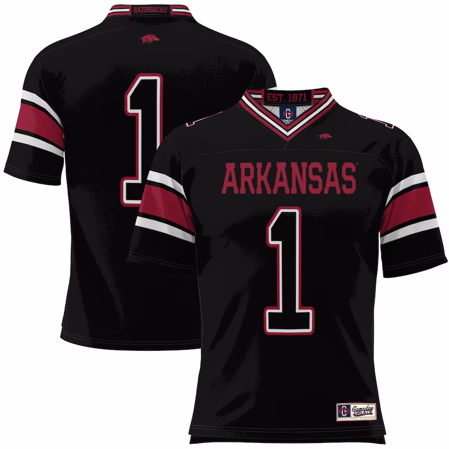 #1 Arkansas Razorbacks GameDay Greats Youth Football Jersey - Black - Jersey