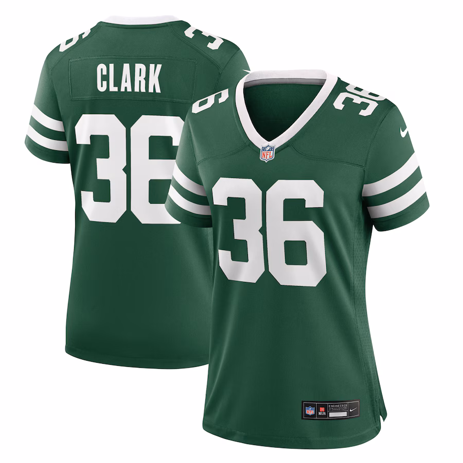 Women's New York Jets Chuck Clark Nike Legacy Green Team Game Jersey - Jersey