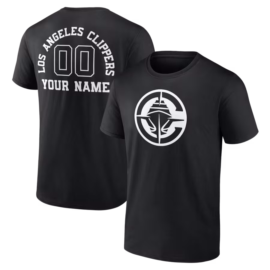 Men's LA Clippers Black Custom Monochrome T-Shirt - Jersey