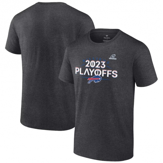 Men's Buffalo Bills Heather Charcoal 2023 Playoffs T-Shirt - Jersey