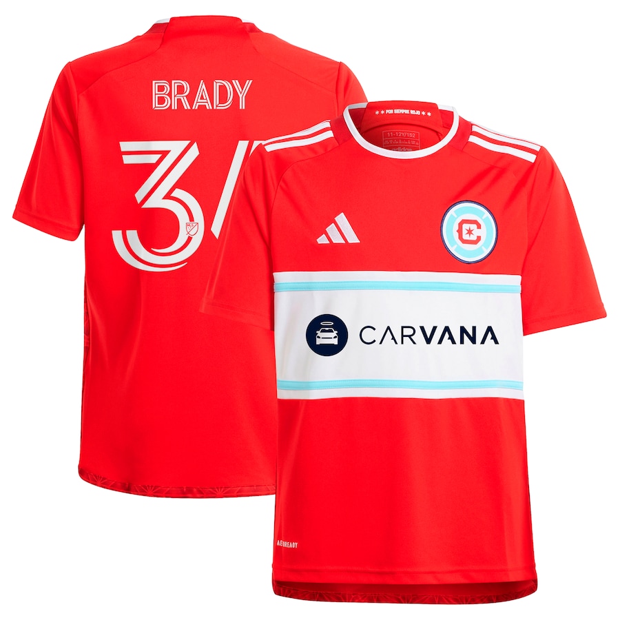 Youth Chicago Fire Chris Brady adidas Red 2024 Return To Red Replica Player Jersey - Jersey