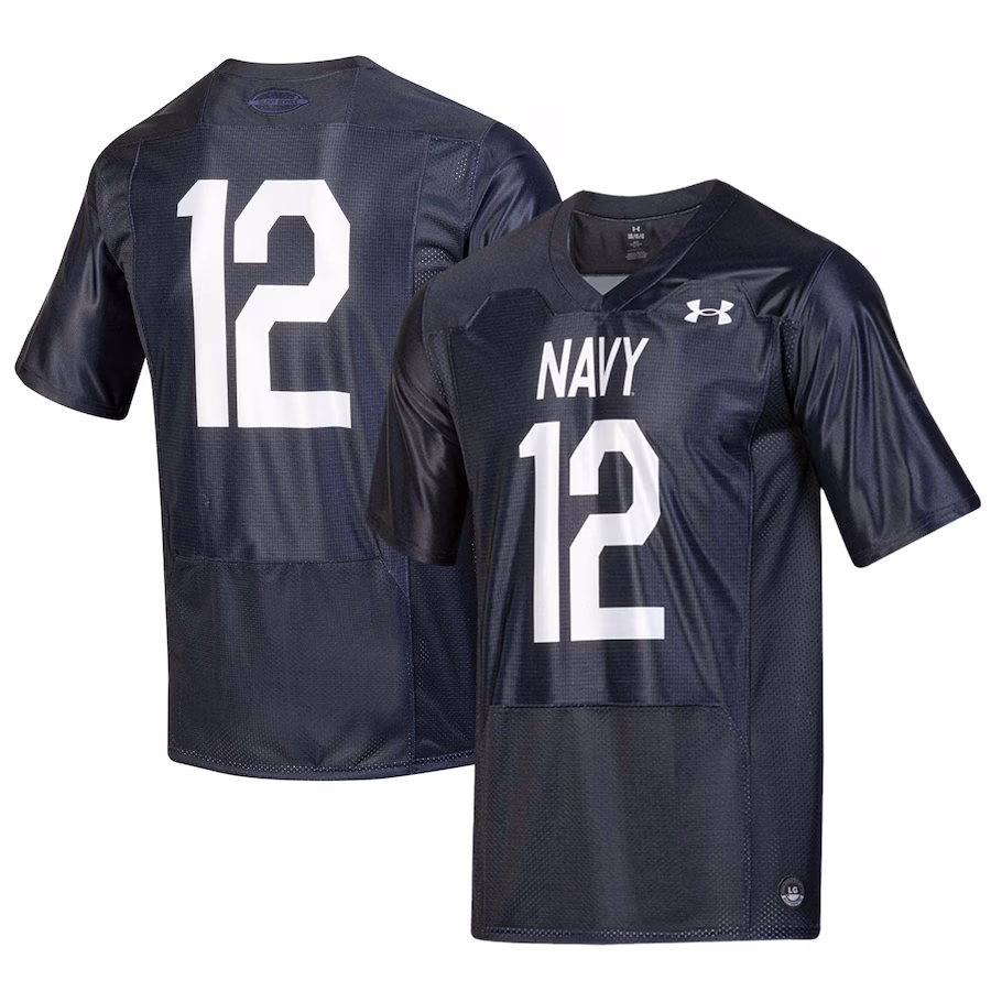 Men's Under Armour #12 Navy Navy Midshipmen Silent Service Replica Football Jersey - Jersey