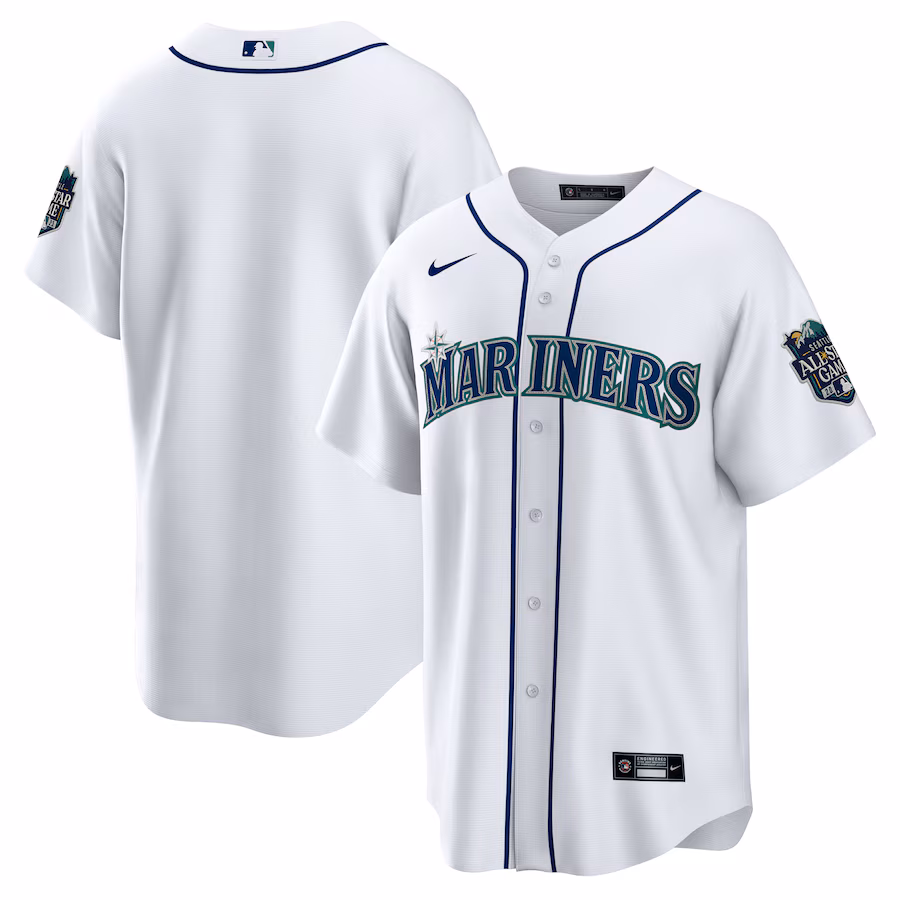 Men's Seattle Mariners Nike White Home 2023 MLB All-Star Game Patch Replica Player Jersey - Jersey