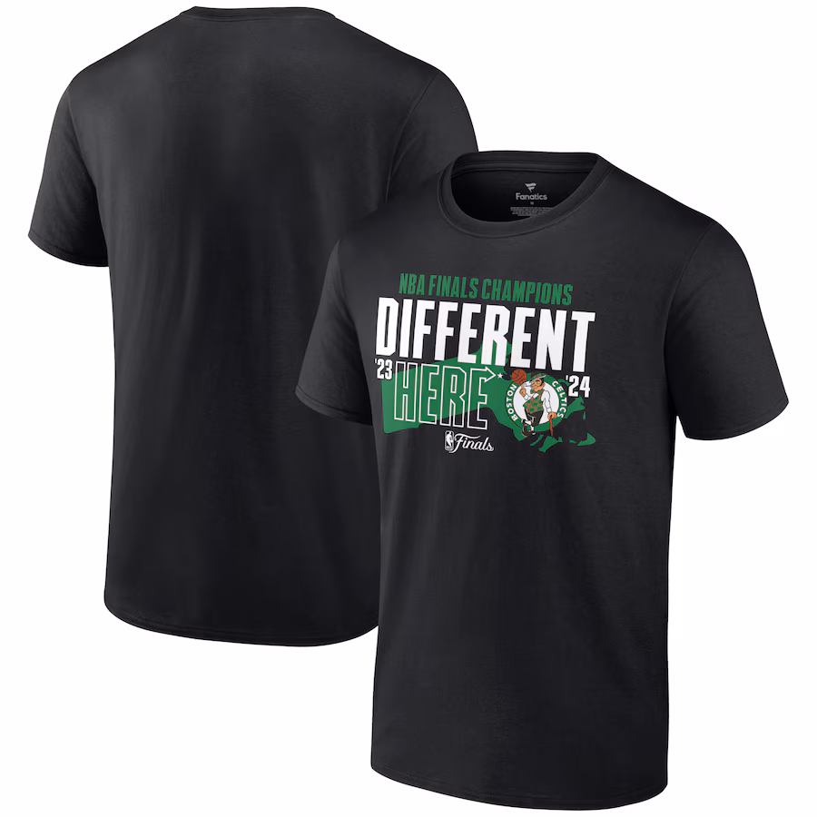 Men's Boston Celtics Fanatics Black 2024 NBA Finals Champions Outlet Pass Hometown Originals T-Shirt - Jersey