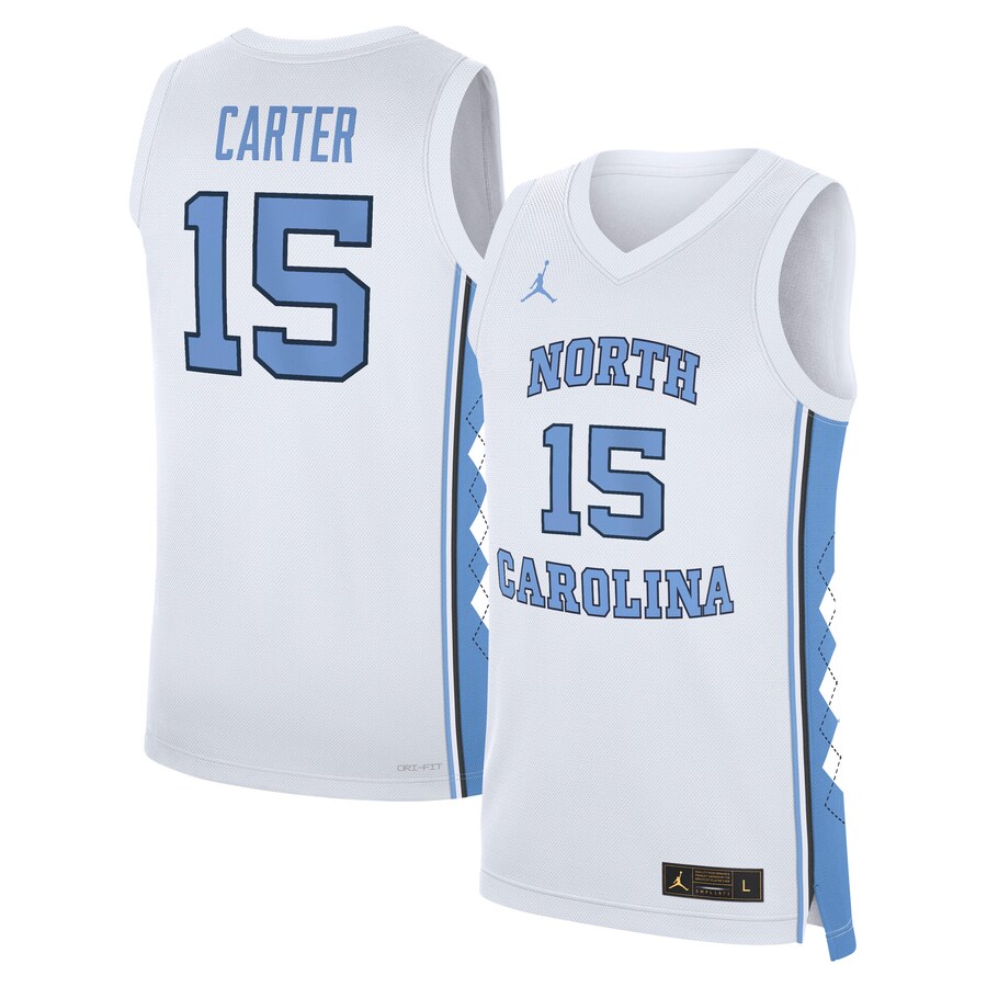 Men's Jordan Brand Vince Carter White North Carolina Tar Heels Replica Basketball Jersey - Jersey