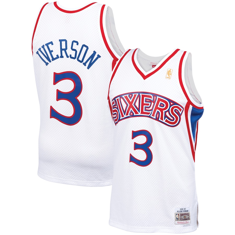 Men's Philadelphia 76ers Allen Iverson Mitchell & Ness White 1996/97 Hardwood Classics Swingman Jersey - Jersey