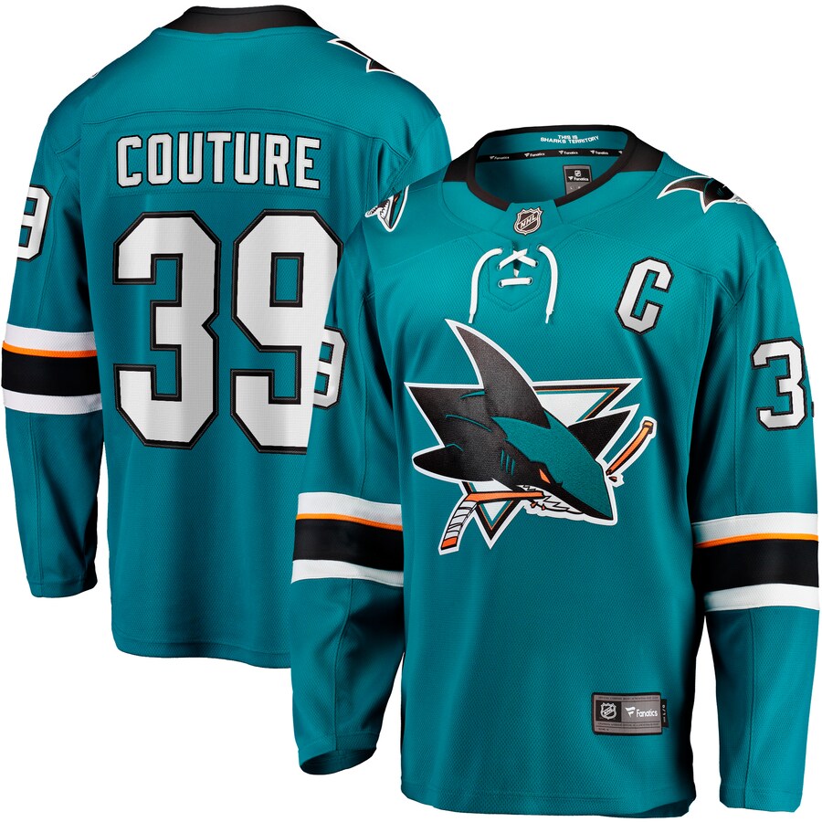 Men's San Jose Sharks Logan Couture Fanatics Branded Teal Home Breakaway Jersey - Jersey