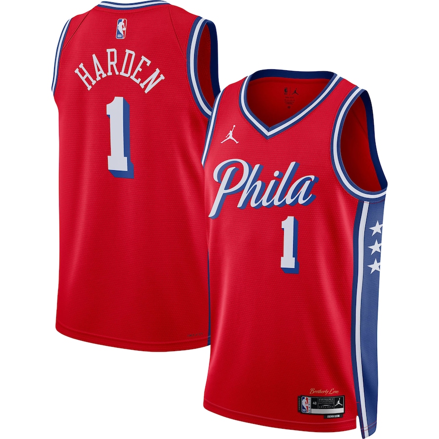 Unisex Philadelphia 76ers James Harden Jordan Brand Red Swingman Jersey - Statement Edition - Jersey