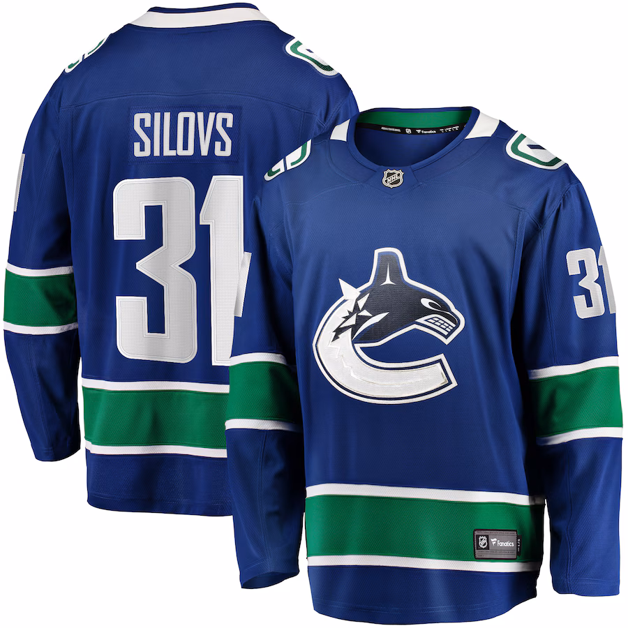 Men's Vancouver Canucks Arturs Silovs Fanatics Blue Home Premier Breakaway Player Jersey - Jersey