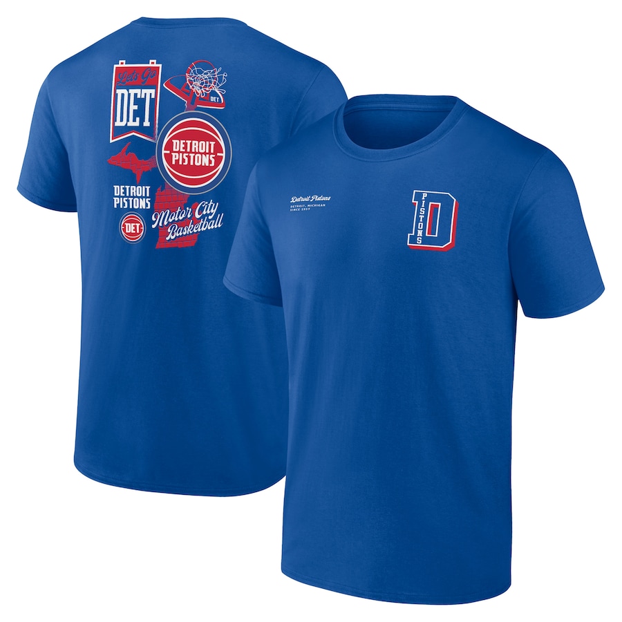 Men's Detroit Pistons Blue Split Zone T-Shirt - Jersey