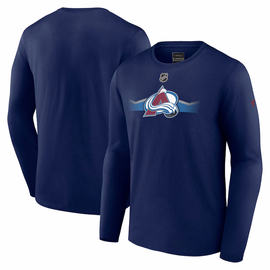 Men's Colorado Avalanche Fanatics Navy Authentic Pro Secondary Long Sleeve T-Shirt - Jersey