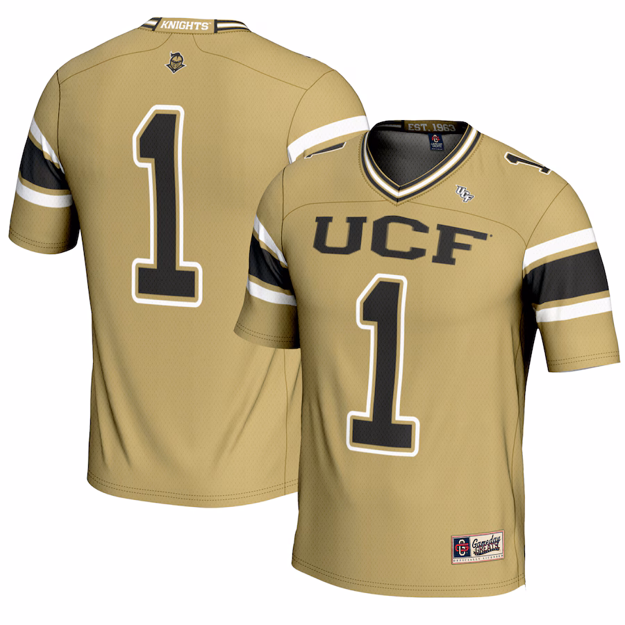 Men's GameDay Greats #1 Gold UCF Knights Endzone Football Jersey - Jersey