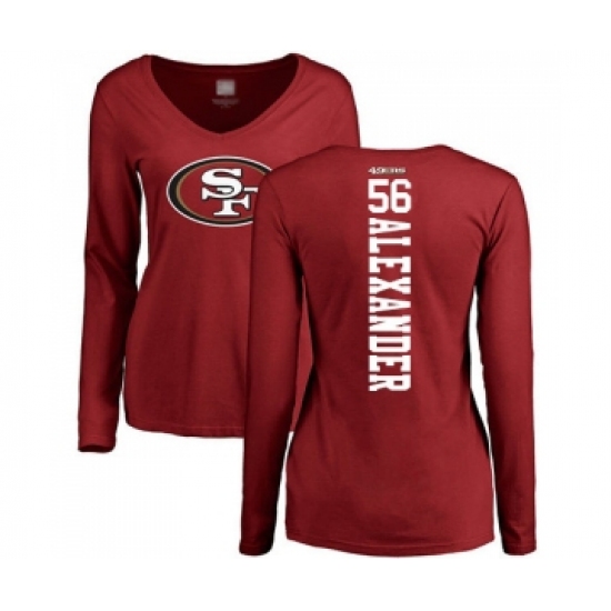 Football Women's San Francisco 49ers #56 Kwon Alexander Red Backer Long Sleeve T-Shirt - Jersey