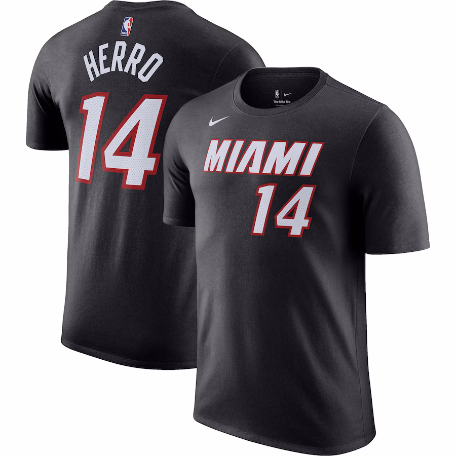 Men's Miami Heat Tyler Herro Nike Black Icon 2022/23 Name & Number T-Shirt - Jersey