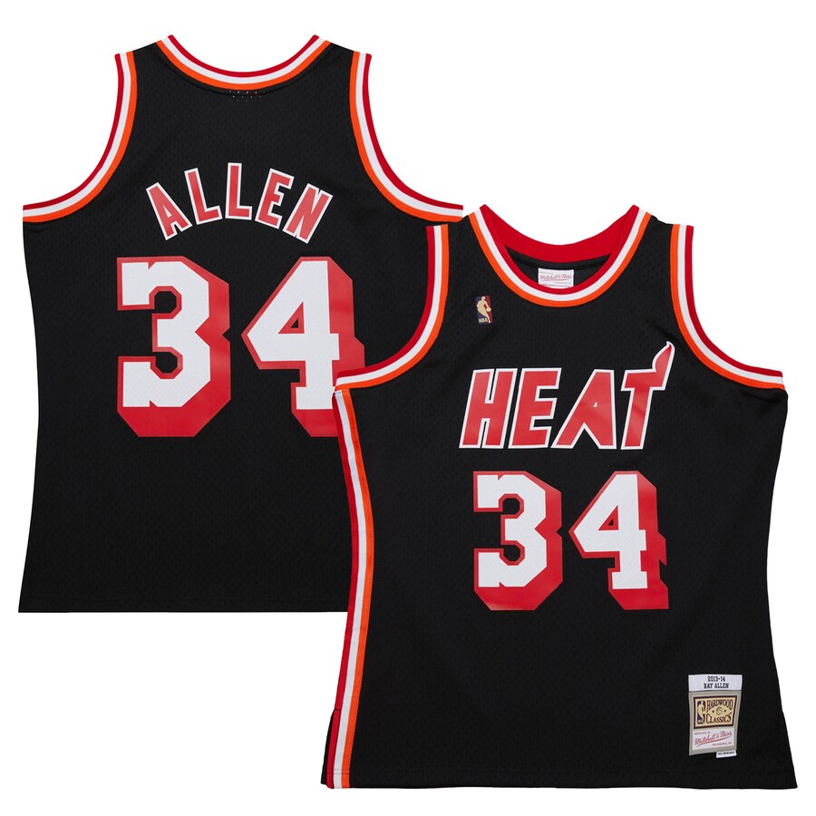 Men's Miami Heat Ray Allen Mitchell & Ness Black 2013/14 Hardwood Classics Swingman Jersey - Jersey