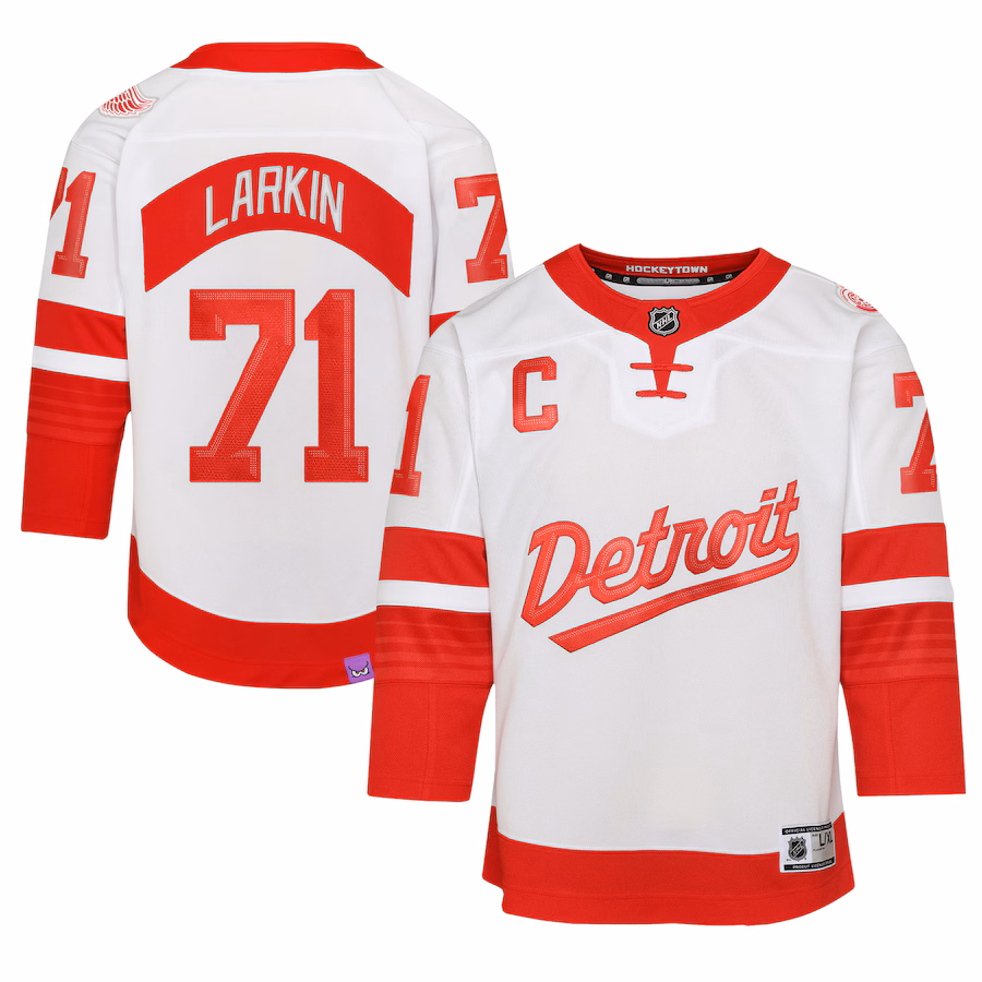 Youth Detroit Red Wings Dylan Larkin White 2025 NHL Stadium Series Premier Player Jersey - Jersey
