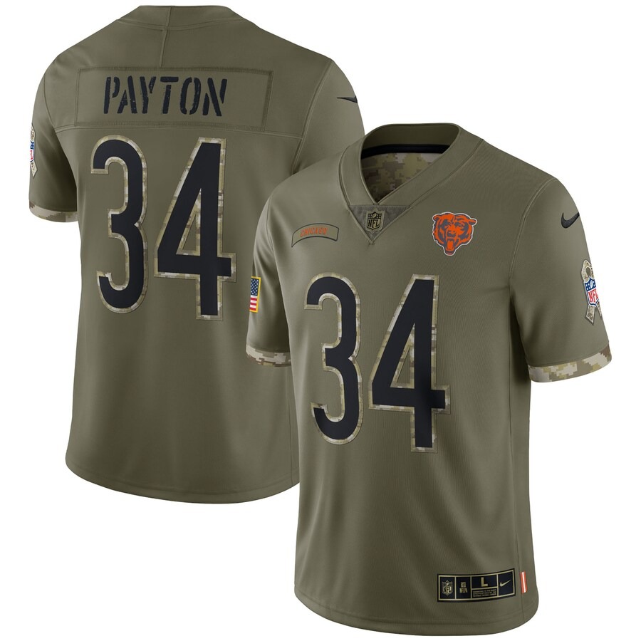 Men's Chicago Bears Walter Payton Nike Olive 2022 Salute To Service Retired Player Limited Jersey - Jersey