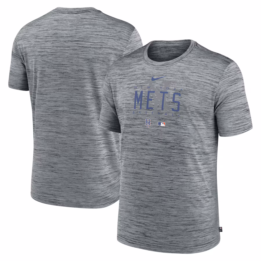 Men's New York Mets Nike Heather Gray Authentic Collection Velocity Performance Practice T-Shirt - Jersey