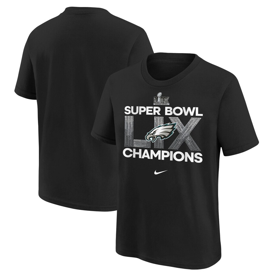 Youth Philadelphia Eagles  Nike Black Super Bowl LIX Champions T-Shirt - Jersey