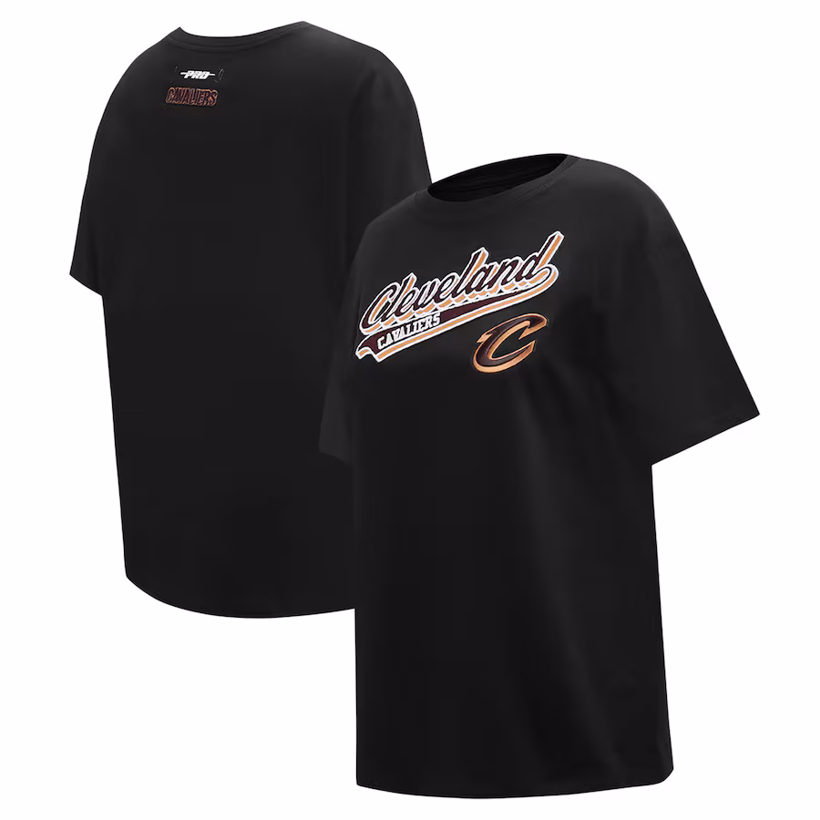 Women's Cleveland Cavaliers Pro Standard Black Script Boyfriend T-Shirt - Jersey