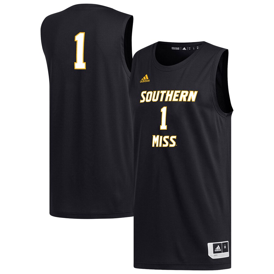 Men's adidas #1 Black Southern Miss Golden Eagles Replica Basketball Jersey - Jersey