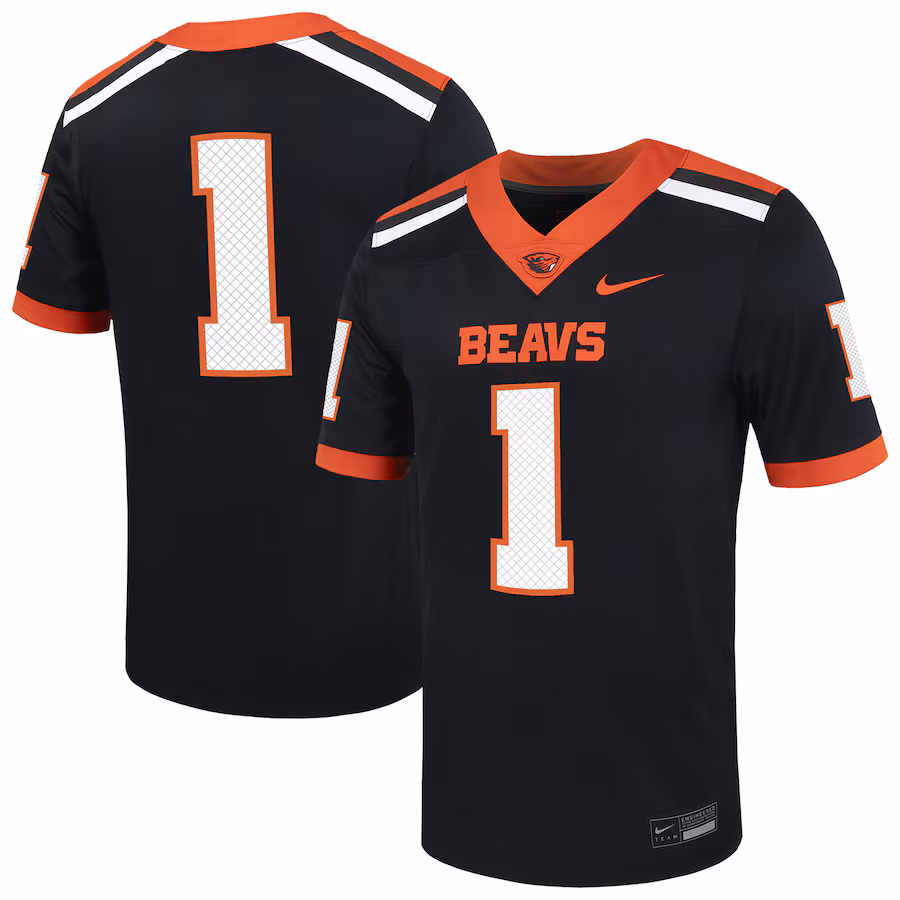 Men's Nike #1 Black Oregon State Beavers Untouchable Football Jersey - Jersey