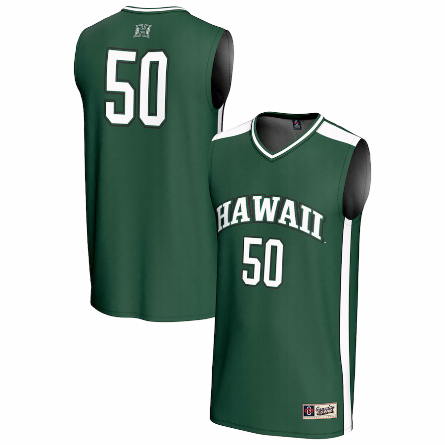 Youth GameDay Greats #50 Green Hawaii Rainbow Warriors Lightweight Collegiate Basketball Fashion Jersey - Jersey