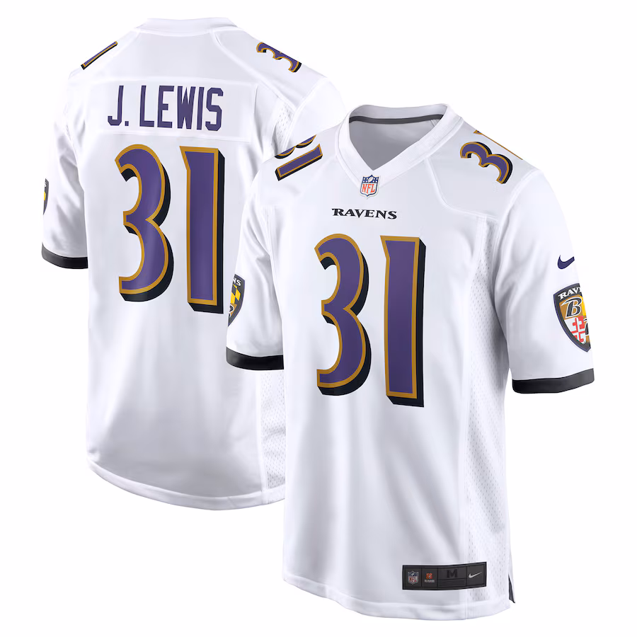 Men's Baltimore Ravens Jamal Lewis Nike White Retired Player Game Jersey - Jersey