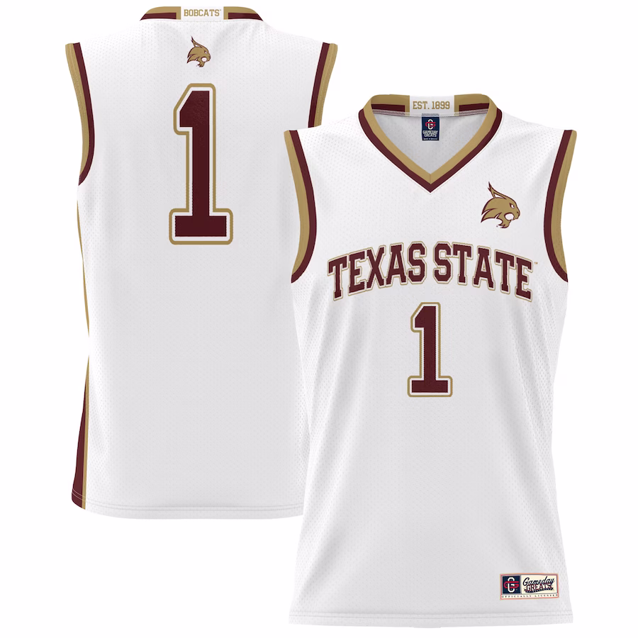 #1 Texas State Bobcats GameDay Greats Unisex Lightweight Basketball Jersey - White - Jersey