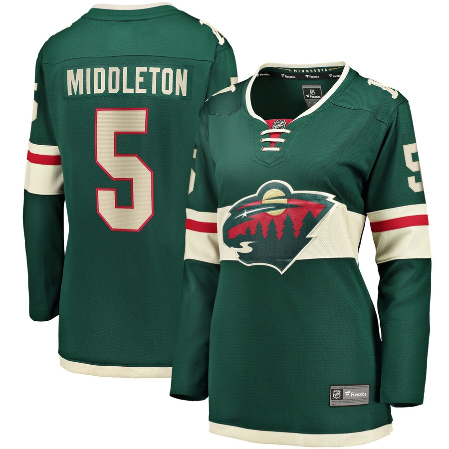Women's Minnesota Wild Jake Middleton Fanatics Branded Green Home Breakaway Player Jersey - Jersey