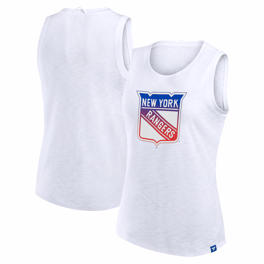 Women's New York Rangers Fanatics White Slub Tank Top - Jersey