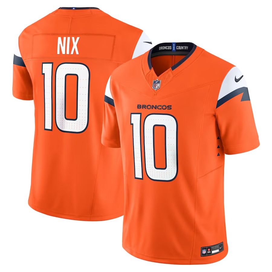 Men's Denver Broncos Bo Nix Nike Orange Vapor F.U.S.E. Limited Jersey - Jersey