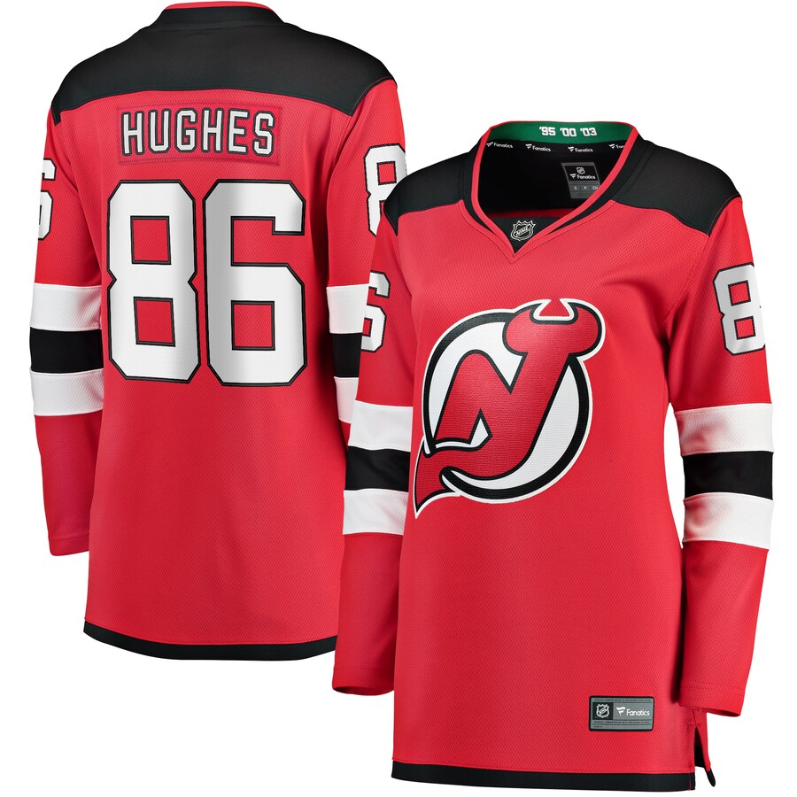 Women's New Jersey Devils Jack Hughes Fanatics Branded Red Home Breakaway Jersey - Jersey