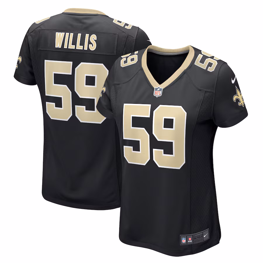 Women's New Orleans Saints Jordan Willis Nike  Black Team Game Jersey - Jersey