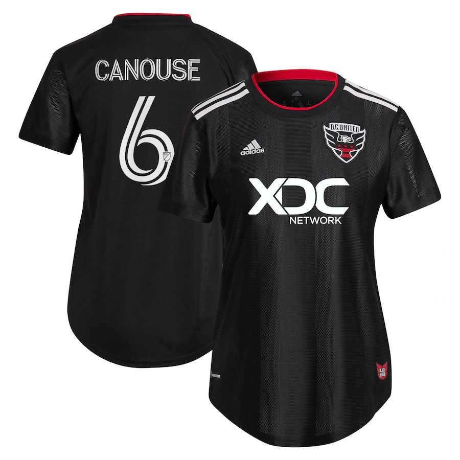 Women's D.C. United Russell Canouse adidas Black 2022 Black and Red Kit Replica Player Jersey - Jersey