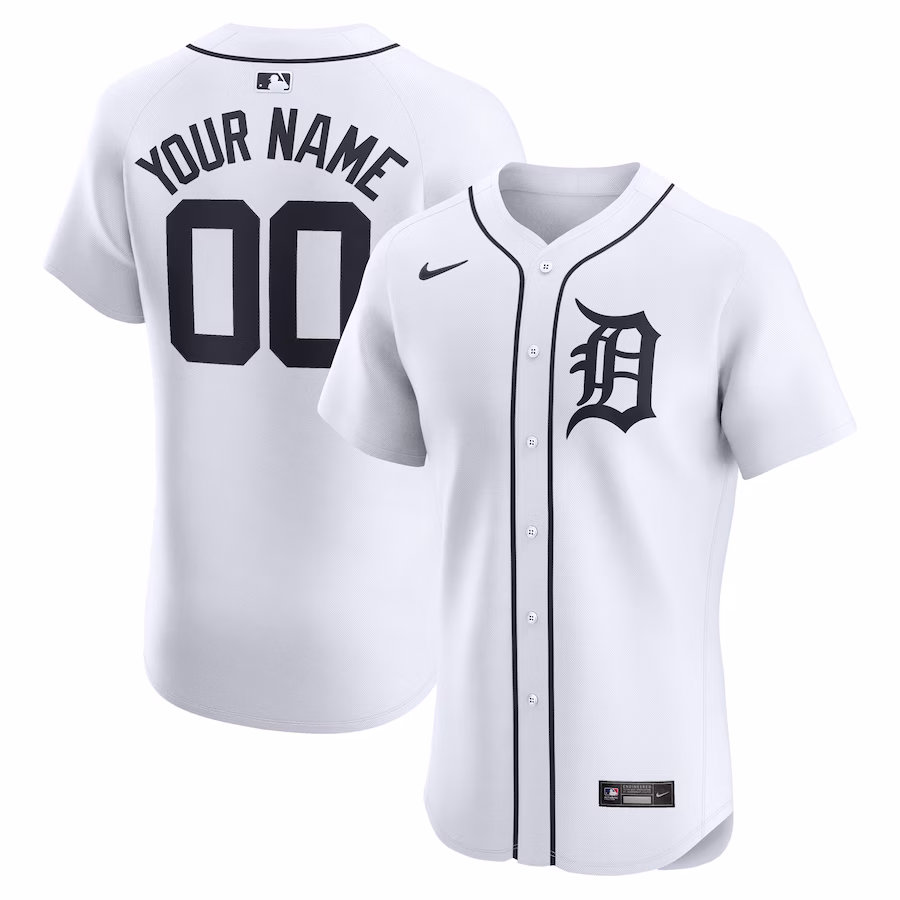 Men's Detroit Tigers Nike White Home Elite Custom Jersey - Jersey