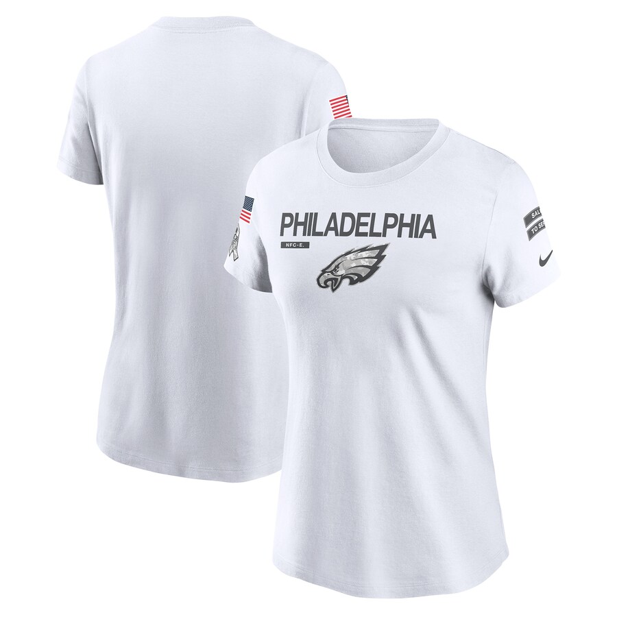 Women's Philadelphia Eagles  Nike White 2024 Salute To Service Legend Performance T-Shirt - Jersey