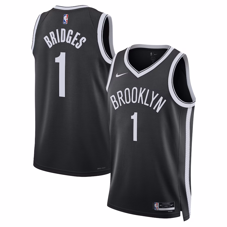 Unisex Brooklyn Nets Mikal Bridges Nike Black Swingman Jersey - Icon Edition - Jersey