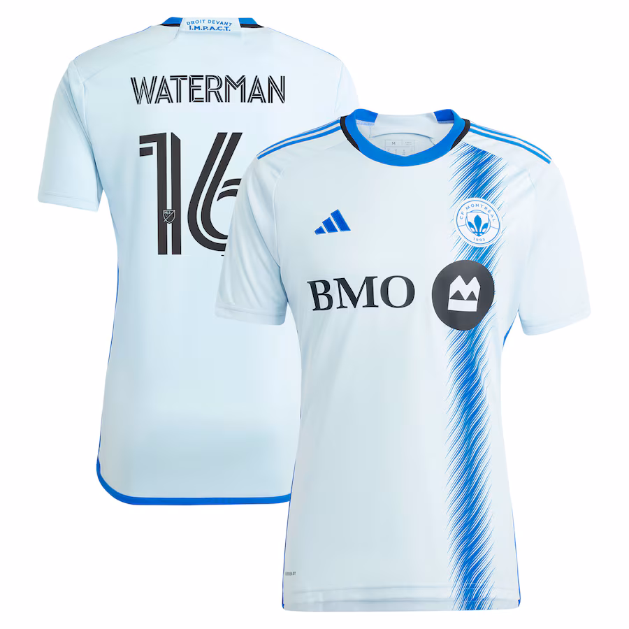 Men's CF Montreal Joel Waterman adidas Light Blue 2024 La Main Replica Player Jersey - Jersey