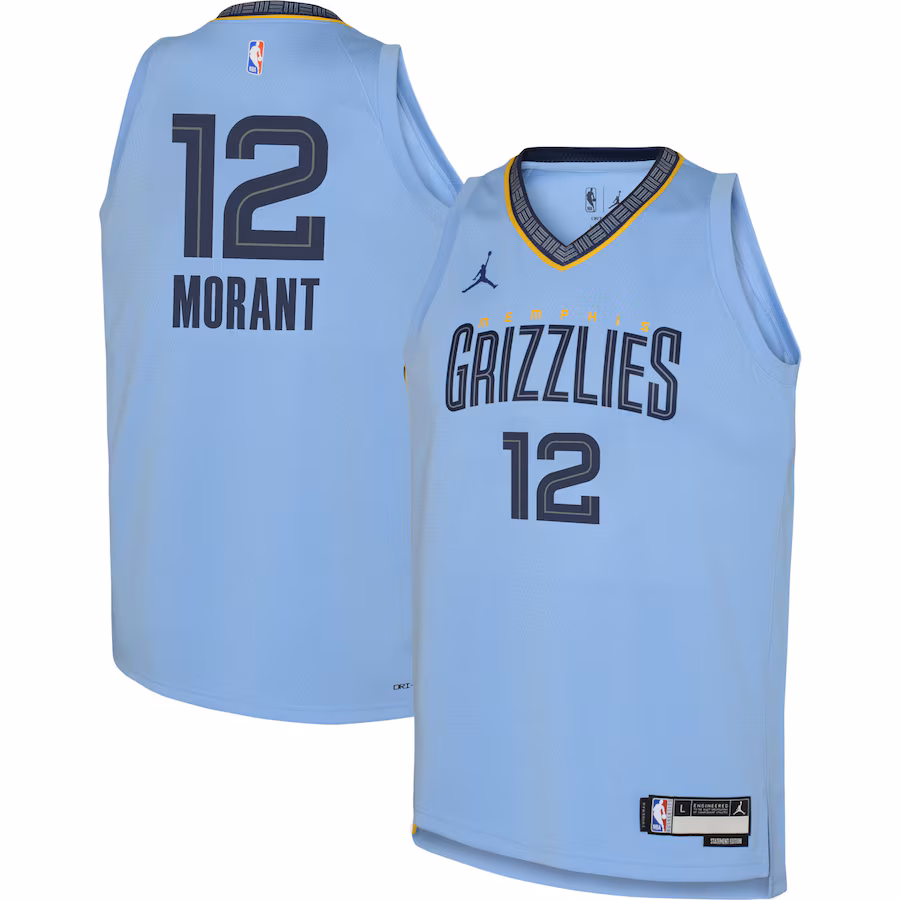 Youth Memphis Grizzlies Ja Morant Jordan Brand Light Blue Swingman Jersey - Statement Edition - Jersey