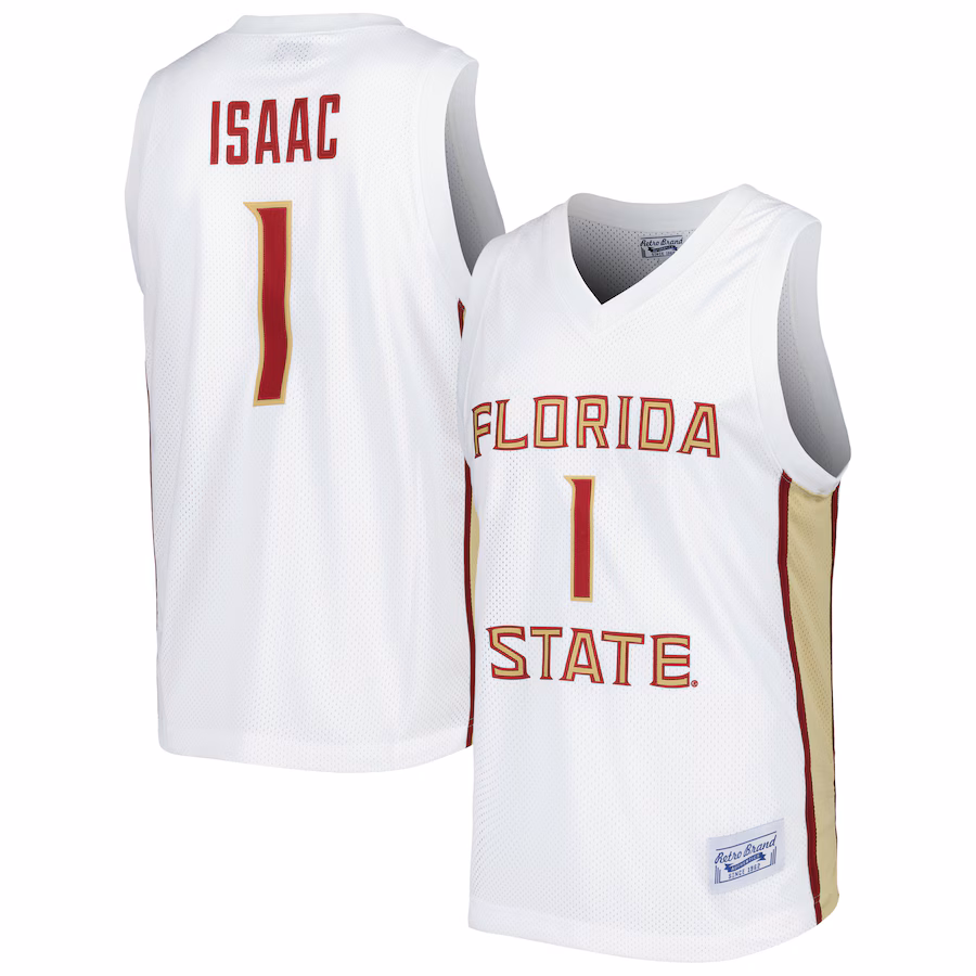 Men's Original Retro Brand Jonathan Isaac White Florida State Seminoles Alumni Commemorative Replica Basketball Jersey - Jersey