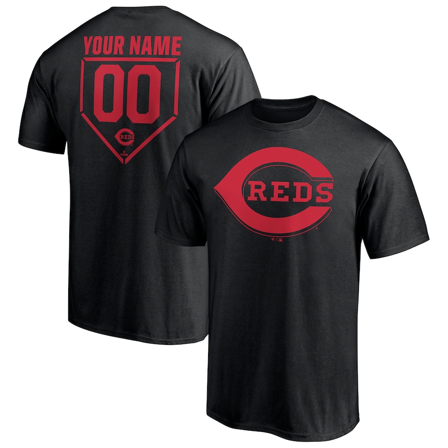Men's Cincinnati Reds Black Personalized RBI Logo T-Shirt - Jersey
