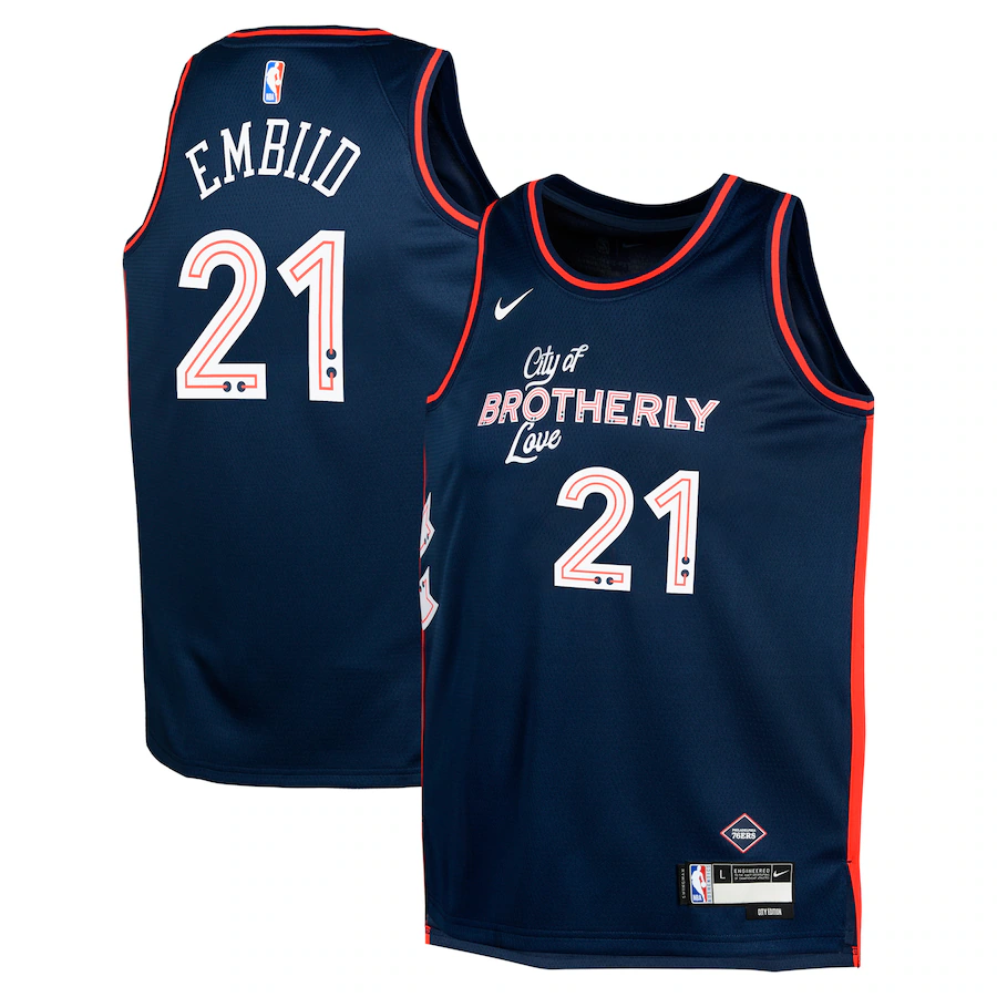 Youth Philadelphia 76ers Joel Embiid Nike Navy  Swingman Replica Jersey - City Edition - Jersey