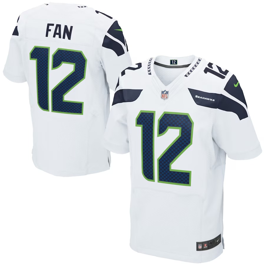 Mens Seattle Seahawks 12s Nike White Elite Jersey - Jersey