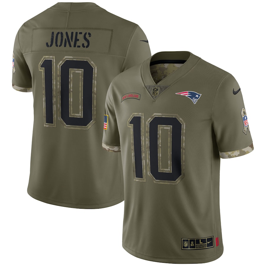 Men's New England Patriots Mac Jones Nike Olive Salute To Service Limited Jersey - Jersey