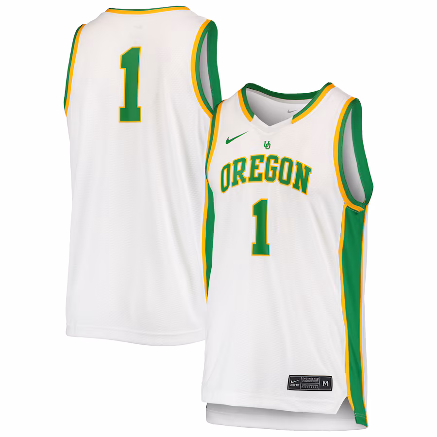 Unisex Nike #1 White Oregon Ducks Women's Basketball Throwback Replica Jersey - Jersey