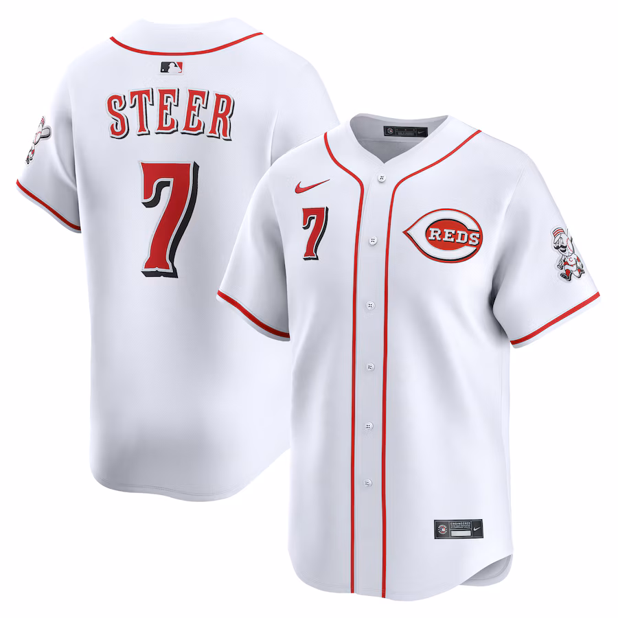Men's Cincinnati Reds Spencer Steer Nike White Alternate Limited Player Jersey - Jersey