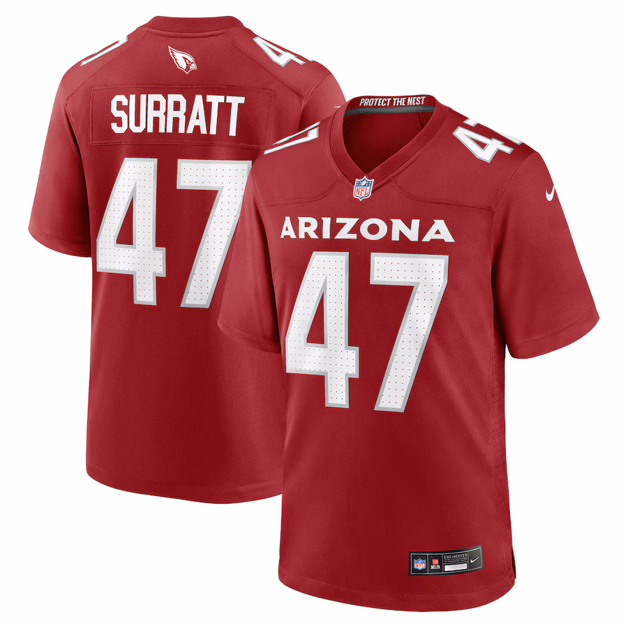 Men's Arizona Cardinals Sage Surratt Nike Cardinal Team Game Jersey - Jersey
