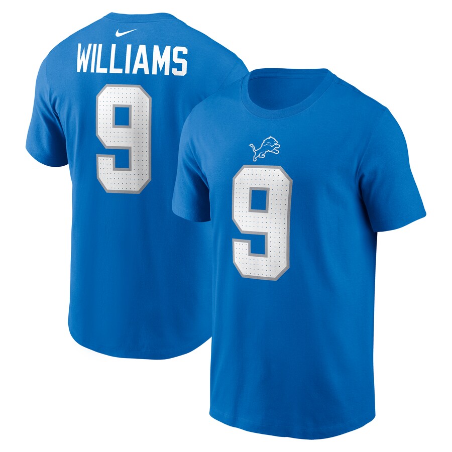 Men's Detroit Lions Jameson Williams Nike Blue Name & Number T-Shirt - Jersey
